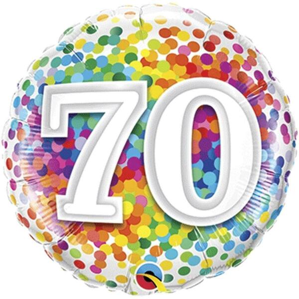 Loftus International 18 in. 70 Rainbow Confetti Balloon Q4-9556